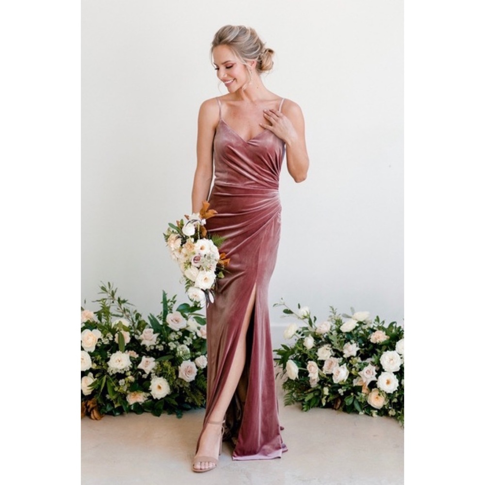 Revelry Rory Bridesmaid Dress in Navy Blue Velvet 619